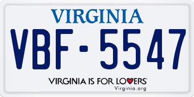 VA license plate VBF5547