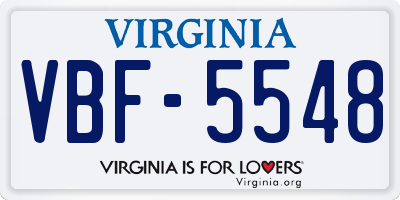 VA license plate VBF5548