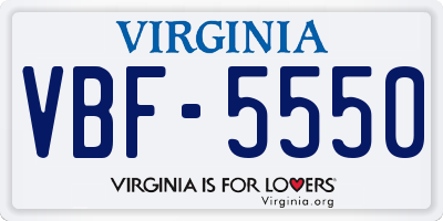 VA license plate VBF5550