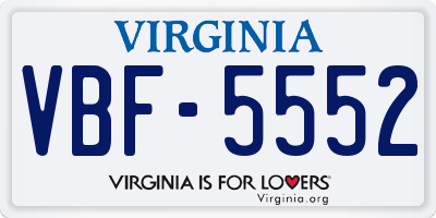 VA license plate VBF5552