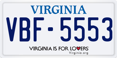 VA license plate VBF5553