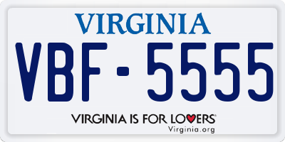 VA license plate VBF5555