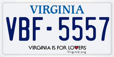 VA license plate VBF5557