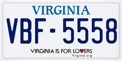 VA license plate VBF5558