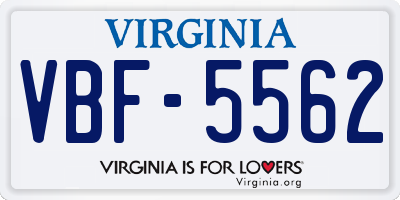 VA license plate VBF5562