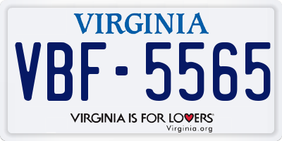 VA license plate VBF5565