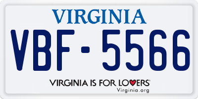 VA license plate VBF5566