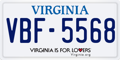 VA license plate VBF5568