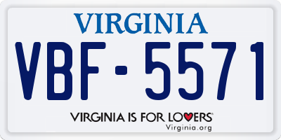 VA license plate VBF5571