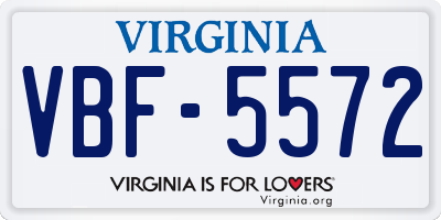 VA license plate VBF5572