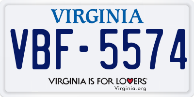 VA license plate VBF5574
