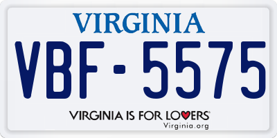 VA license plate VBF5575