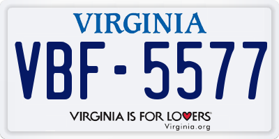 VA license plate VBF5577