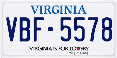 VA license plate VBF5578