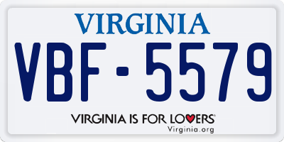 VA license plate VBF5579