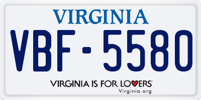 VA license plate VBF5580