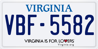VA license plate VBF5582