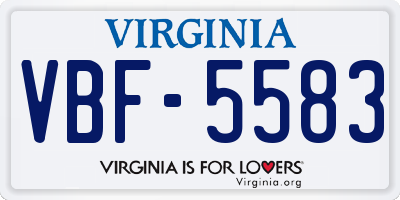 VA license plate VBF5583