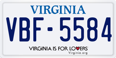 VA license plate VBF5584