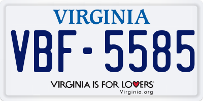 VA license plate VBF5585