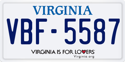 VA license plate VBF5587