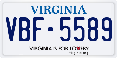 VA license plate VBF5589