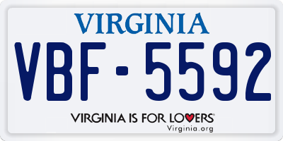 VA license plate VBF5592
