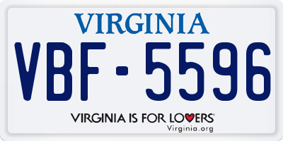 VA license plate VBF5596