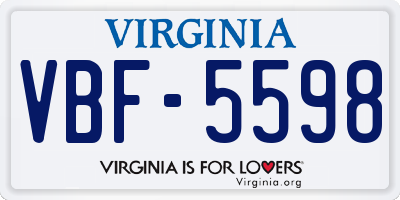 VA license plate VBF5598