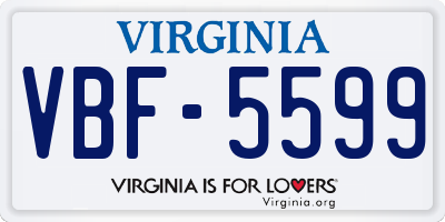 VA license plate VBF5599