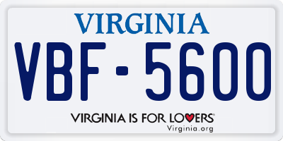 VA license plate VBF5600