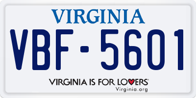 VA license plate VBF5601
