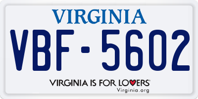 VA license plate VBF5602