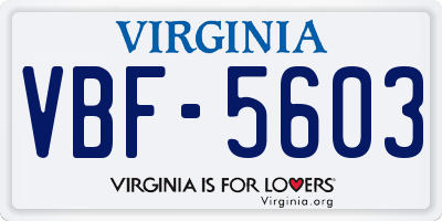 VA license plate VBF5603
