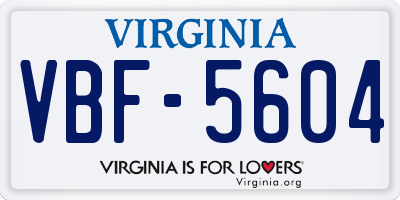 VA license plate VBF5604