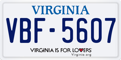 VA license plate VBF5607