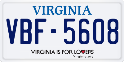 VA license plate VBF5608