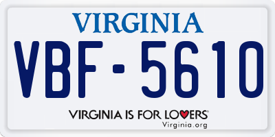 VA license plate VBF5610