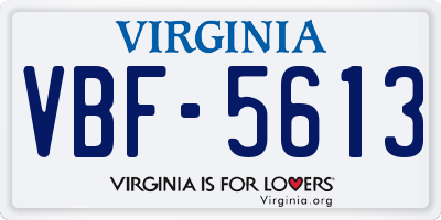 VA license plate VBF5613
