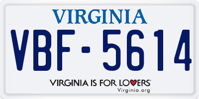 VA license plate VBF5614