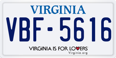 VA license plate VBF5616