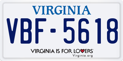 VA license plate VBF5618