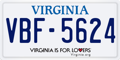 VA license plate VBF5624