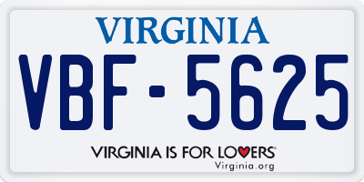 VA license plate VBF5625