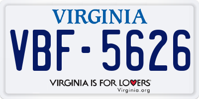 VA license plate VBF5626