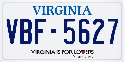 VA license plate VBF5627