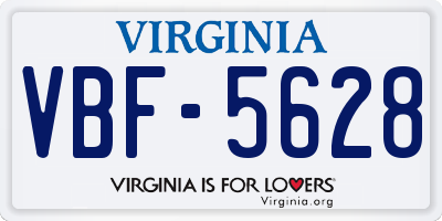 VA license plate VBF5628