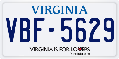 VA license plate VBF5629