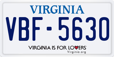 VA license plate VBF5630
