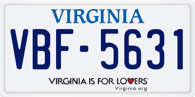 VA license plate VBF5631